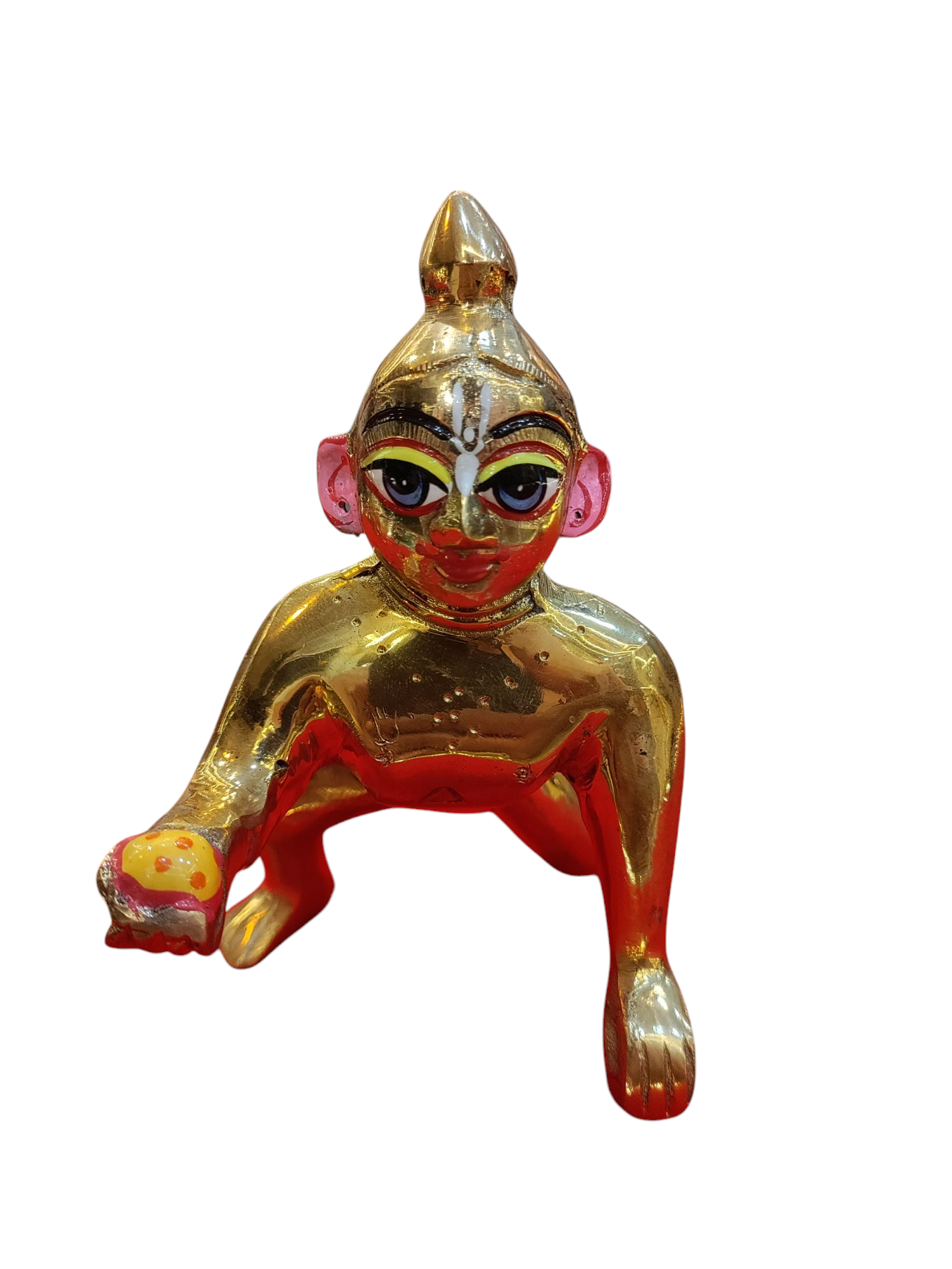 Golden Laddu Gopal Idol (Metal) with Minimal Make-up | Size 3