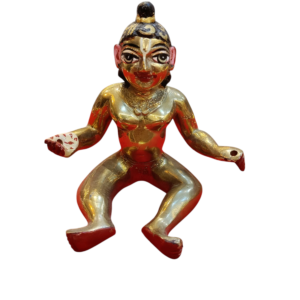 Seated Golden Laddu Gopal Idol (PANCHDHATU / Metal) | Size 5/6