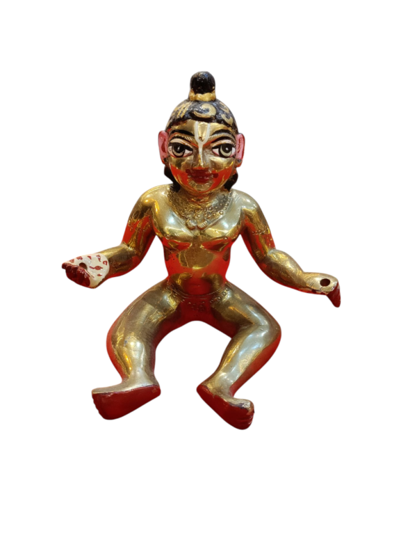 Seated Golden Laddu Gopal Idol (PANCHDHATU / Metal) | Size 5/6