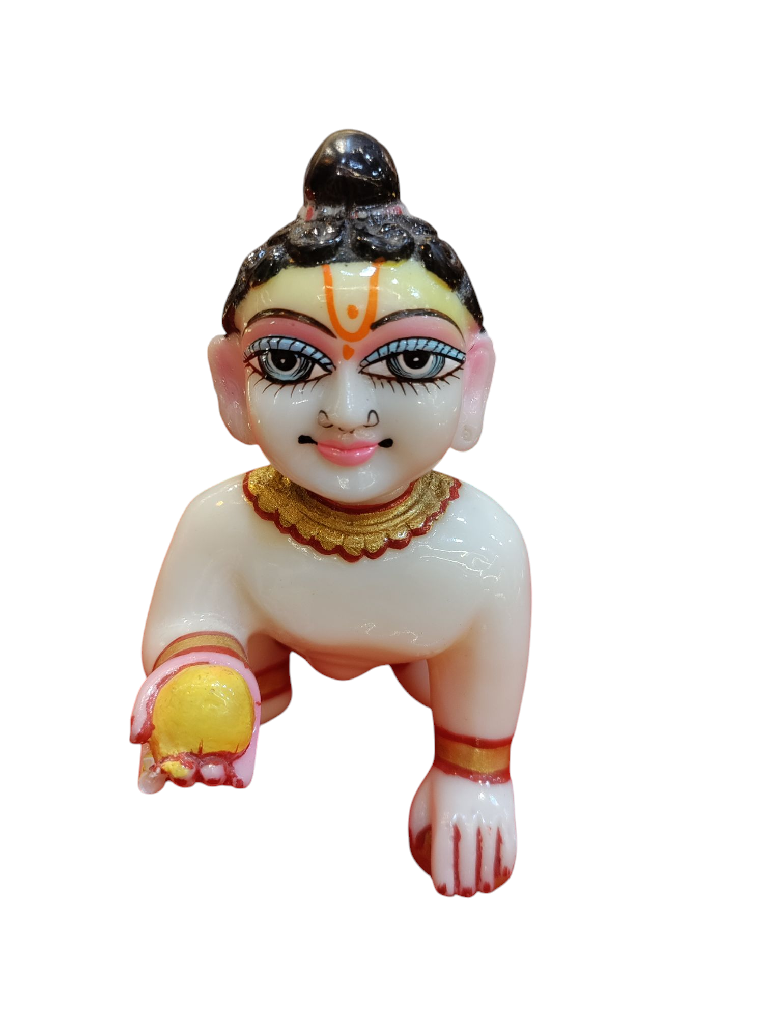 White Marble-Finish Laddu Gopal Idol with Make-up | Size 6