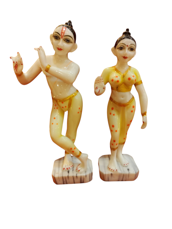 Elegant Radha Krishna Idol Pair - Marble-Finish Look - Image 2