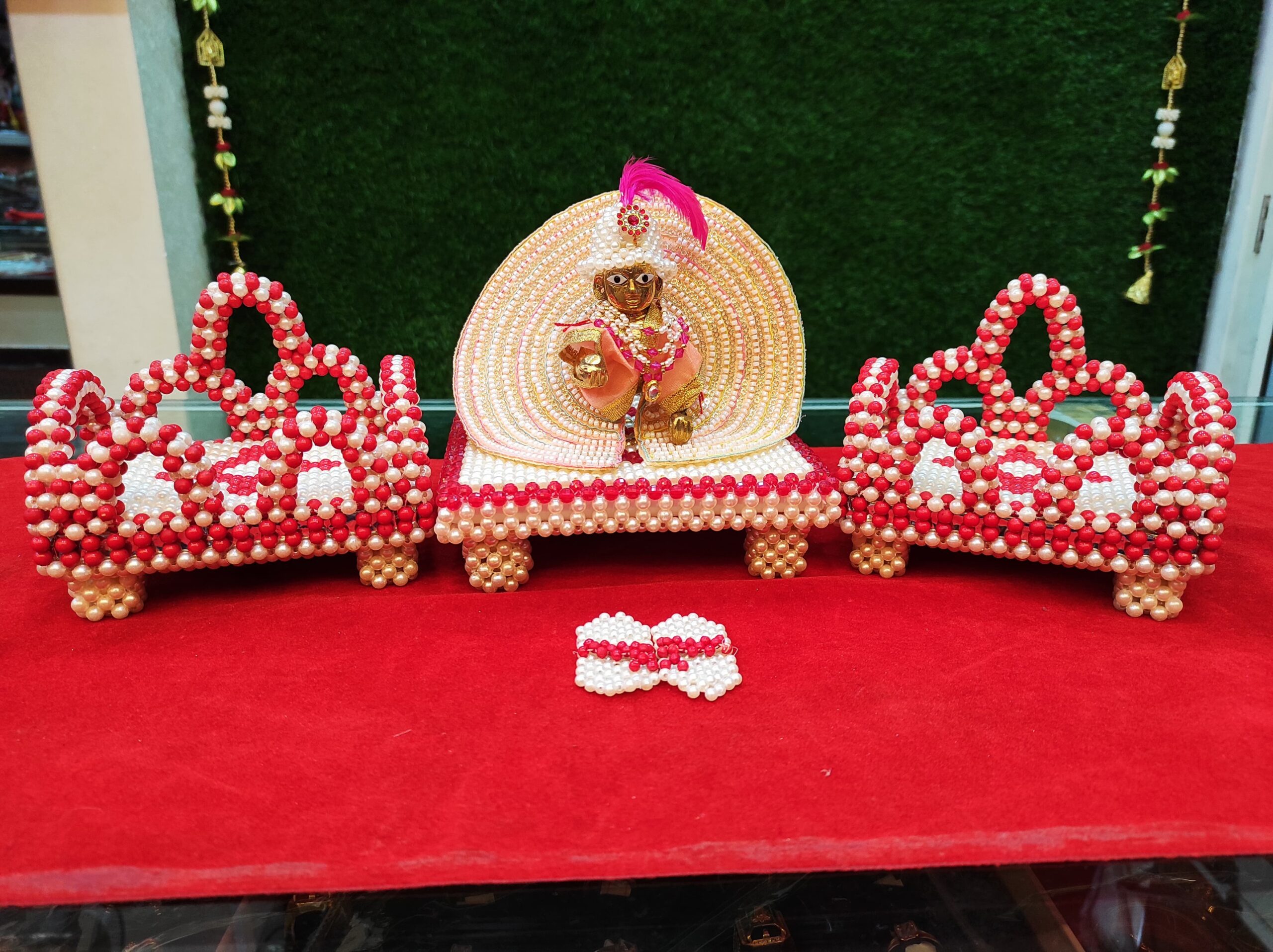 Pearl Beaded Bal Gopal Seating Set (Moti Set)
