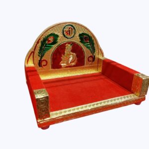 Designer Singhasan – Red & Gold Velvet Throne
