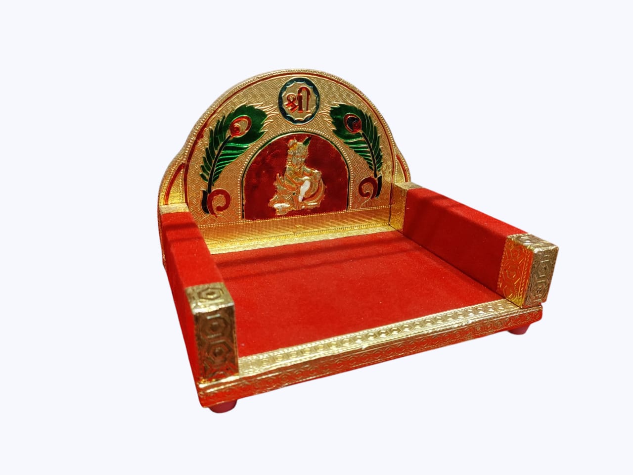 Designer Singhasan – Red & Gold Velvet Throne
