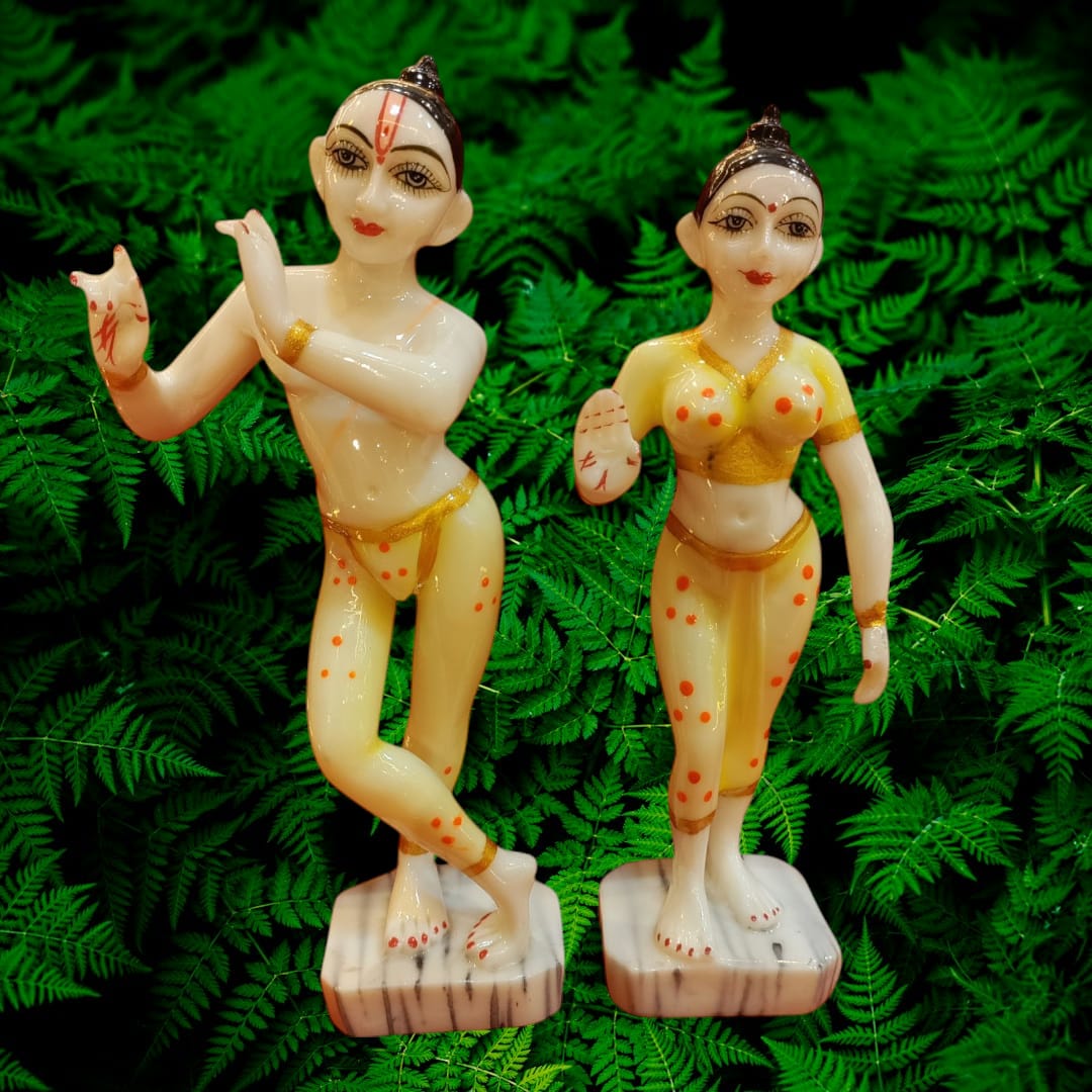 Elegant Radha Krishna Idol Pair – Marble-Finish Look