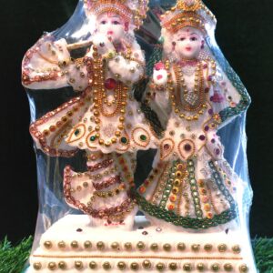Divine Radha Krishna Idol with Stone Embellishments | 8' Inch