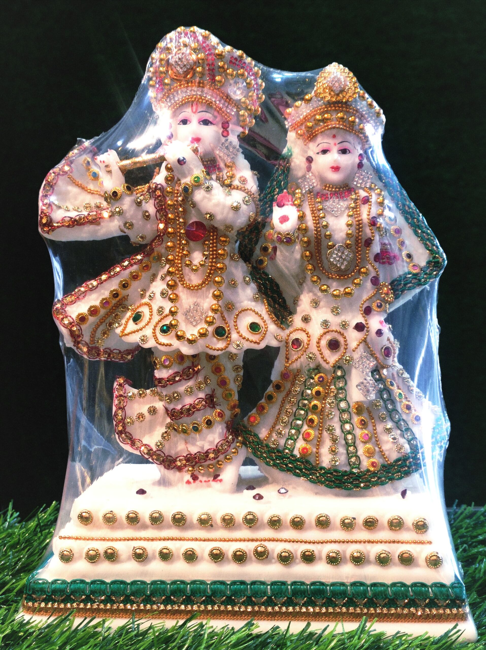 Divine Radha Krishna Idol with Stone Embellishments | 8′ Inch