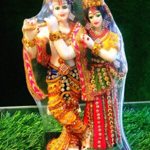 Radha Krishna Designer Idol with Ornamental Embellishments | 8' Inch
