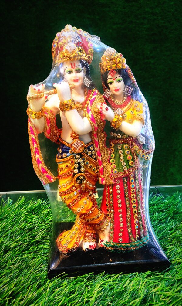 Radha Krishna Designer Idol with Ornamental Embellishments | 8' Inch