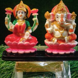 Lakshmi Ganesh Idol Set on Lotus Base | 4' Inch to 4.5' Inch