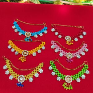 Pearls with flower diamond mala for suitable size [5-9]