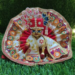 Royal Red Multicolor Laddu Gopal Dress Set with Pagdi & Dupatta