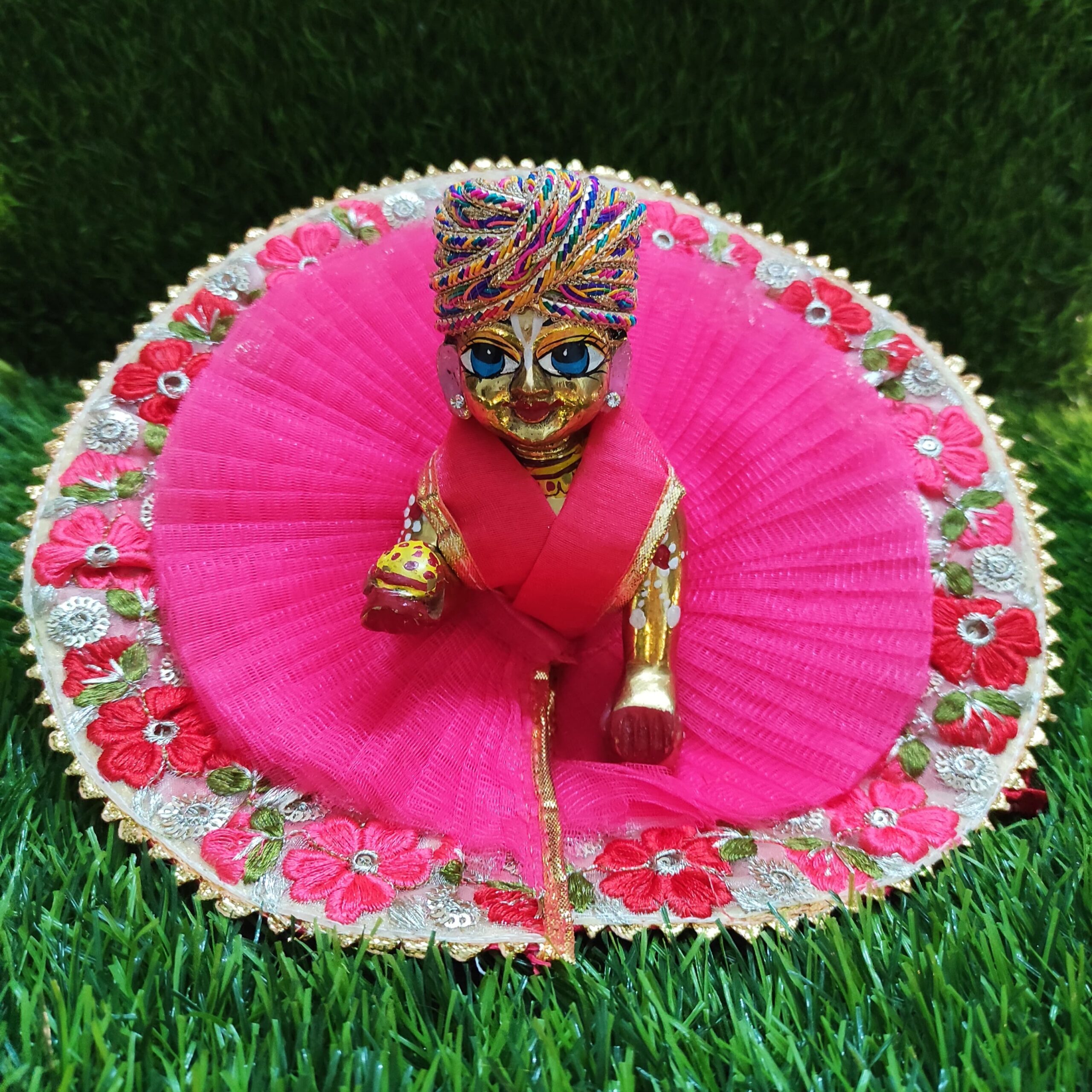 Elegant Pink Floral Laddu Gopal Dress Set