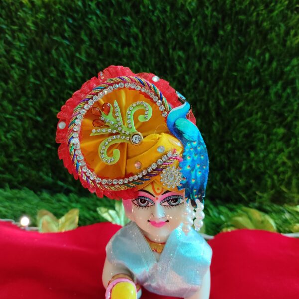 Laddu Gopal Royal Peacock-Themed pagdi for suitable size [6] - Image 4