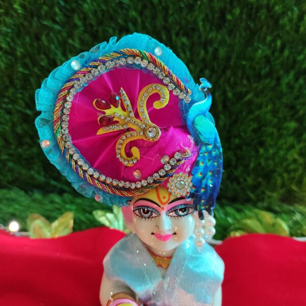 Laddu Gopal Royal Peacock-Themed pagdi for suitable size [6] - Image 3