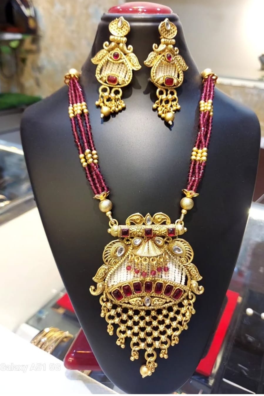 Antique brass long necklace